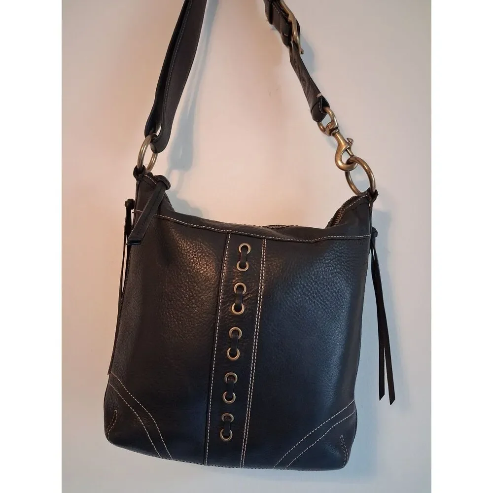 Vintage Coach Chelsea Laced Convertible Handbag Black 10399